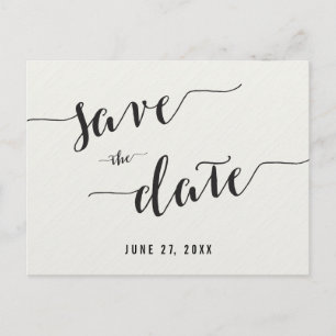 Black And White Calligraphy Save The Date Postcard