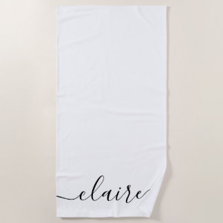 Black And White Calligraphy Script Custom Name Beach Towel