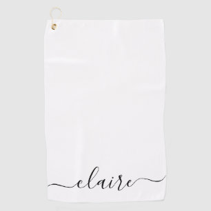 Black And White Calligraphy Script Custom Name Golf Towel