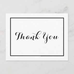 Black And White Calligraphy Thank You Wedding Postcard