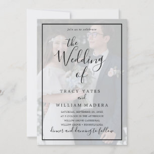 Black and White Calligraphy Vellum Photo Wedding Invitation