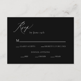 Black and White Calligraphy Wedding RSVP Enclosure Card