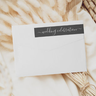 Black and White Calligraphy Wedding Wrap Around Label