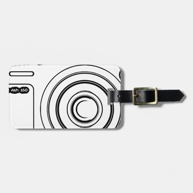 Black and white camera luggage tag (Front Horizontal)