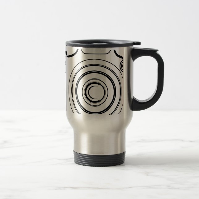 Black and white camera travel mug (Right)