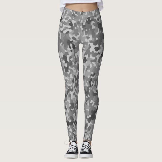 Black and White Camo Pattern Leggings (Front)
