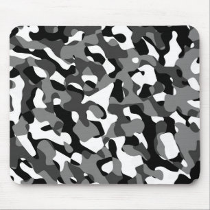 Black and White Camouflage Print Pattern Mouse Pad