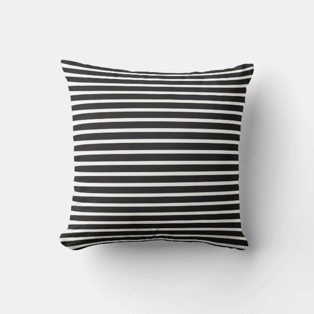 Black And White Camouflage Stripes Patterns Cute Cushion (Front)