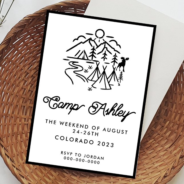 Black and White Camp Bachelorette Invitation (Creator Uploaded)