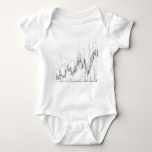 Black and white candlestick chart drawing baby bodysuit