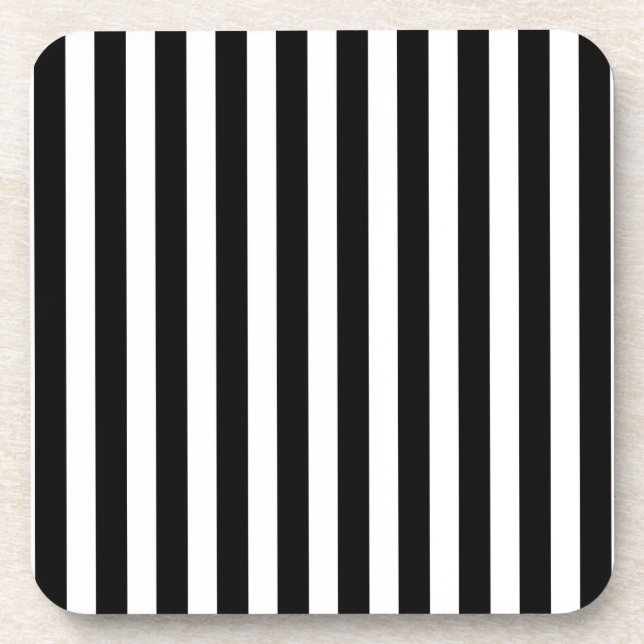Black and white candy stripes coaster (Front)