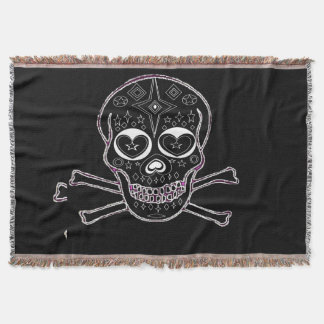 black and white candyskull throw rug blanket