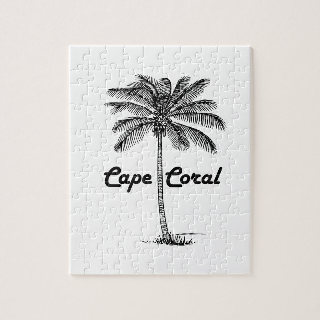 Black and White Cape Coral & Palm design Jigsaw Puzzle (Vertical)
