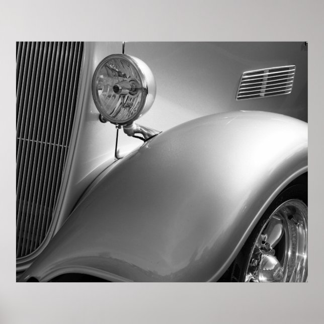 Black and White Car Photo Poster (Front)