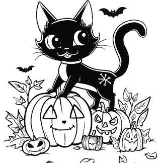 Black and White Cartoon Cat T-Shirt