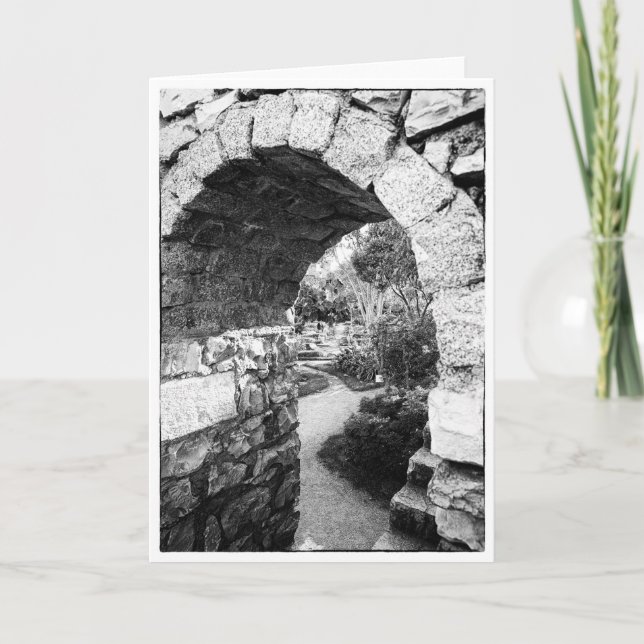 Black and white castle arch blank greetings card (Front)
