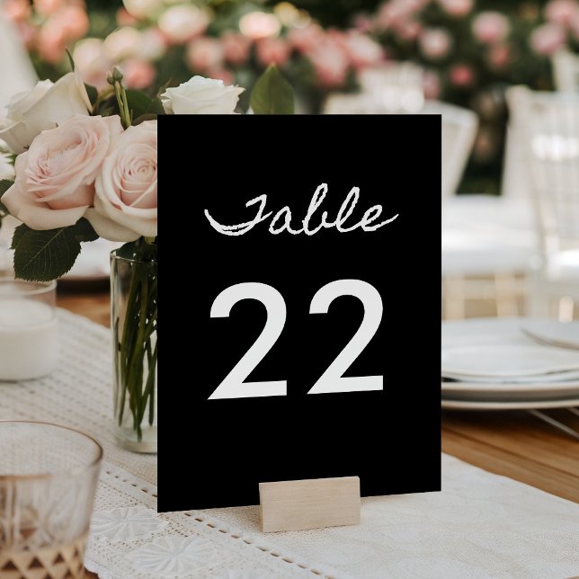 Black and White Casual Calligraphy Table Number (Black and White Casual Calligraphy Table Number)