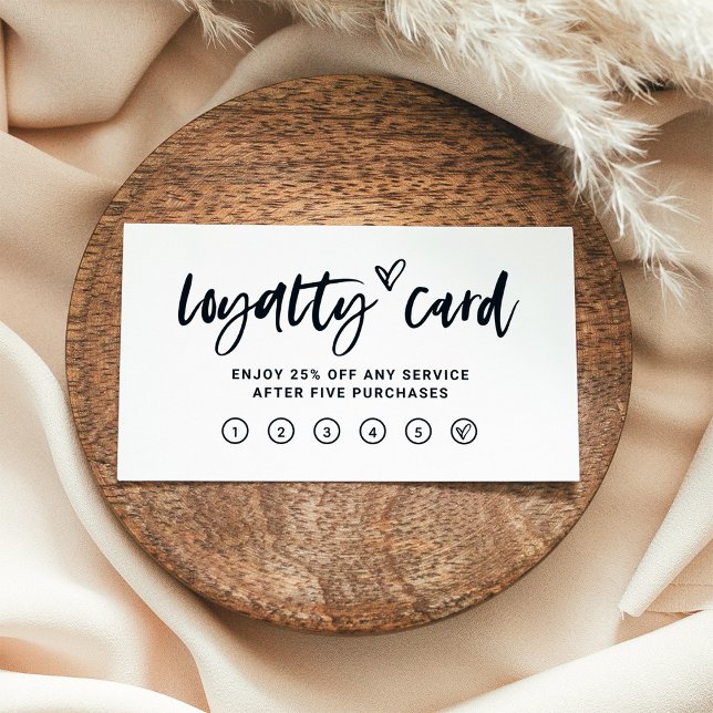 Black and White Casual Script and Heart Loyalty Card (Creator Uploaded)