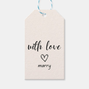 Black and White Casual Script and Heart With Love Gift Tags