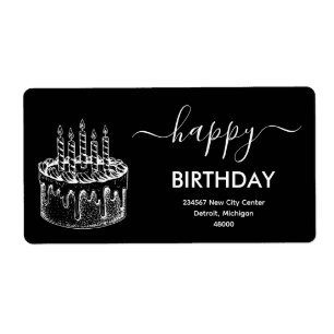Black and White Casual Script Type Happy Birthday