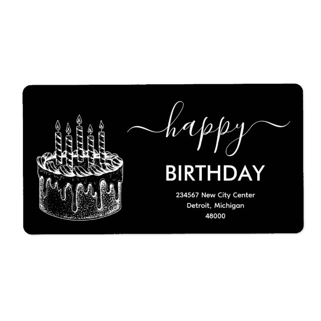 Black and White Casual Script Type Happy Birthday (Front)