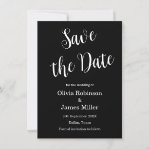 Black and White Casual Wedding Save The Date