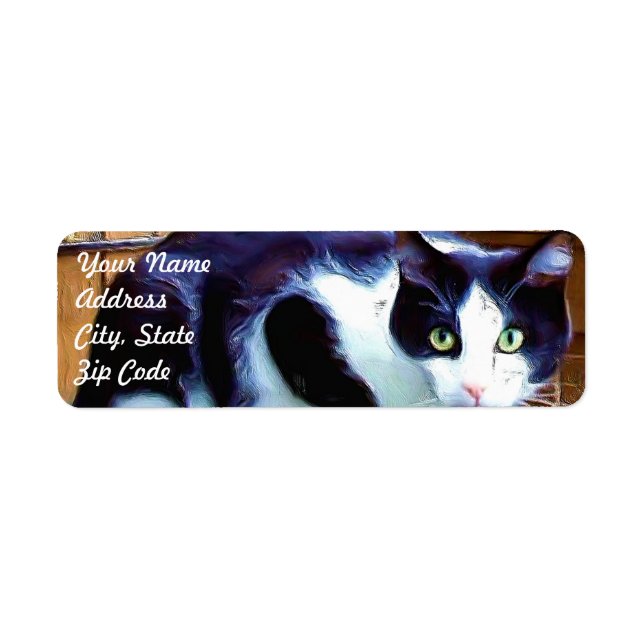 Black and White Cat Address Labels (Front)
