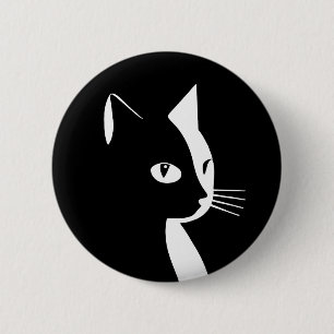 Black and white Cat Button