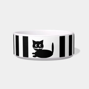 Black and White Cat Cartoon - Pet Bowl