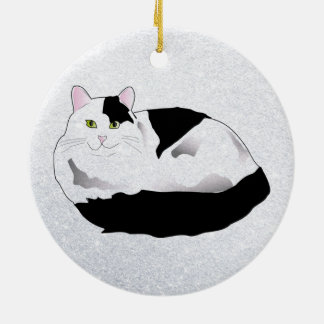 black and white cat ceramic tree decoration