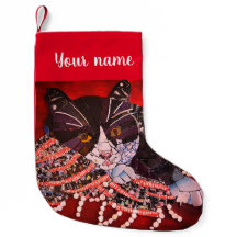 Black and White Cat Christmas Stocking