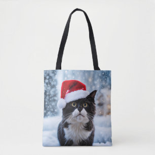 Black and white cat Christmas Tote Bag