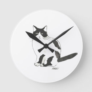 Black and White Cat Clock