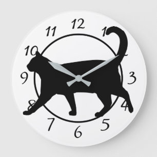 Black and White Cat Clock