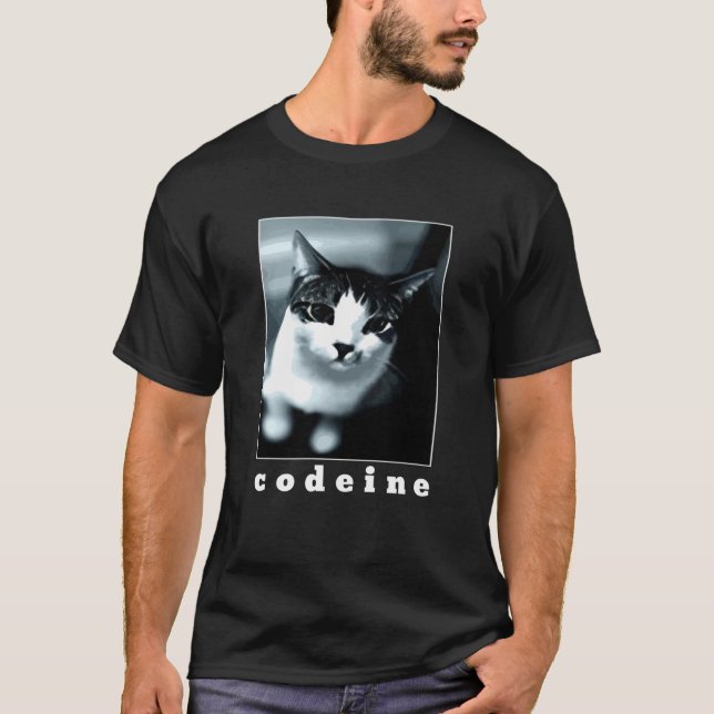 Black And White Cat Codeine T-Shirt (Front)