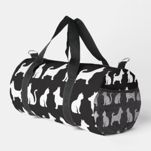 Black and White Cat Corgi Pattern Pet Lovers Cute Duffle Bag