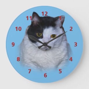 Black and White Cat, Customisable Clock
