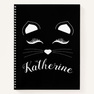 Black and White Cat Face Notebook