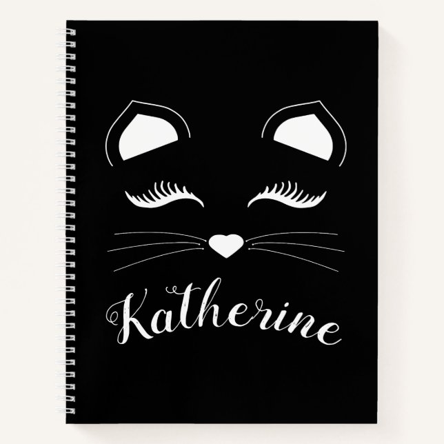 Black and White Cat Face Notebook (Front)