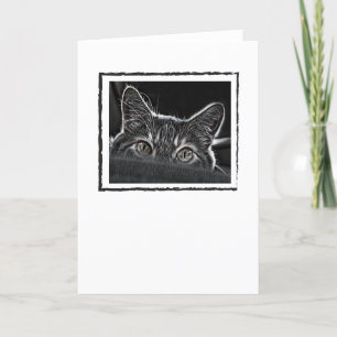 Black and White Cat Greeting Card Blank Inside