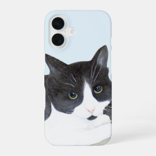 Black and White Cat iPhone 16 Case