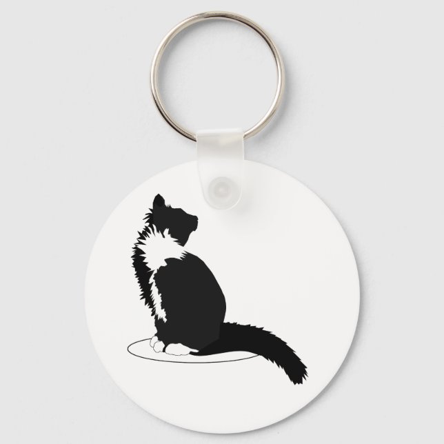 Black and white cat key ring (Front)