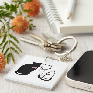 Black and White Cat Key Ring