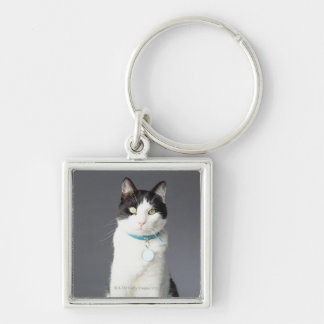 Black and white cat key ring