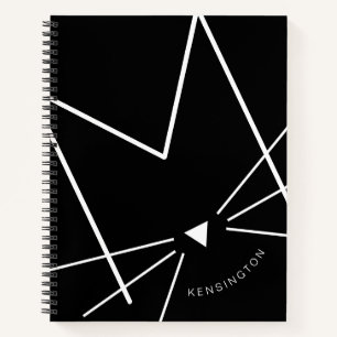 Black and White Cat Letter M Monogram Personalised Notebook