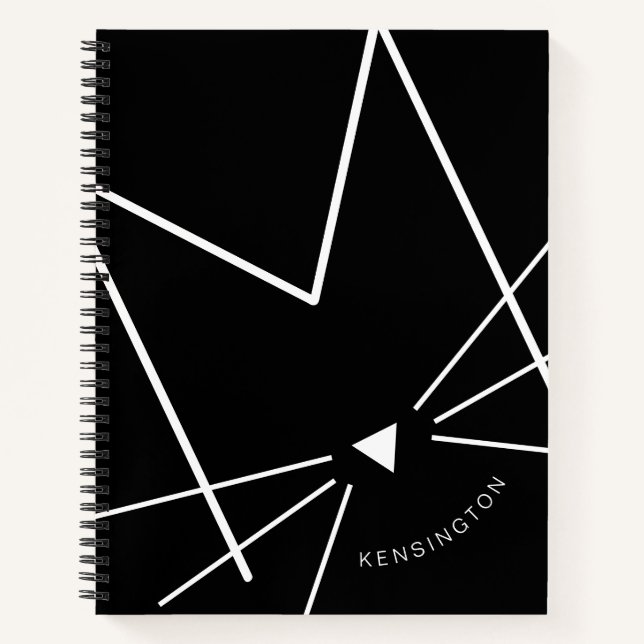 Black and White Cat Letter M Monogram Personalised Notebook (Front)