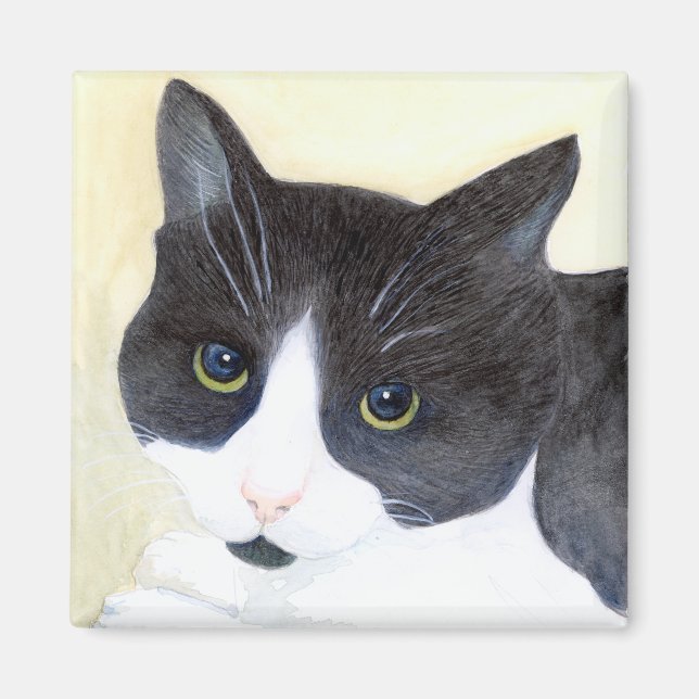 Black and White Cat Magnet (Front)
