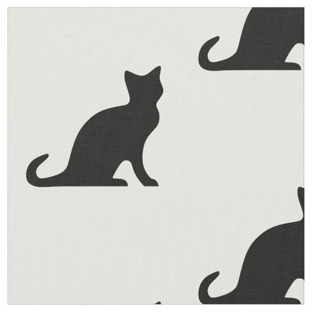 Black and white cat pattern design textile fabric (Close Up)