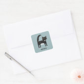 Black and White Cat Personalised Square Sticker (Envelope)