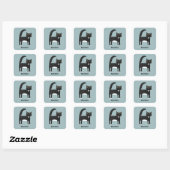Black and White Cat Personalised Square Sticker (Sheet)